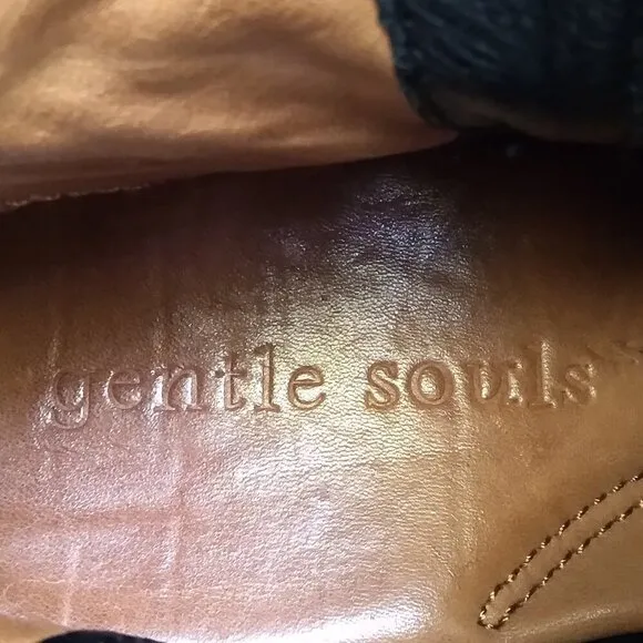 Gentle Souls  Soft,Supple BlackLeather Zipped &amp; Buckled Moto/Combat Boots Sz 8.5