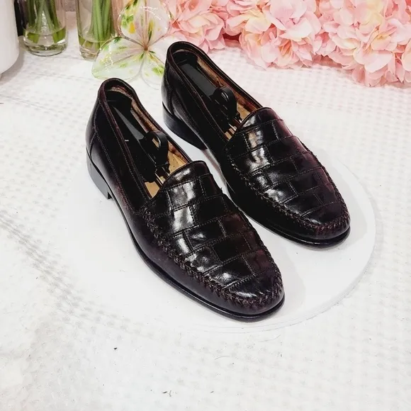 Georgio Brutini Dark Chocolate Brown Woven Loafers Size 9D
