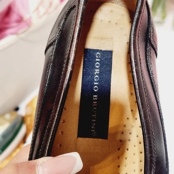 Georgio Brutini Dark Chocolate Brown Woven Loafers Size 9D