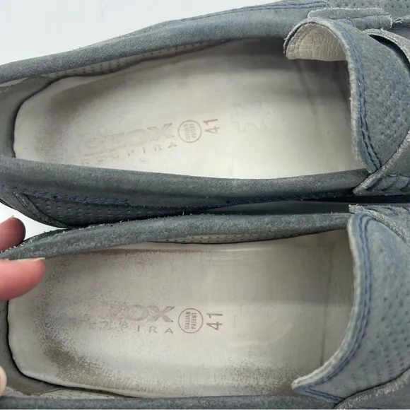 Geox Light Blue Suede Driving Loafers