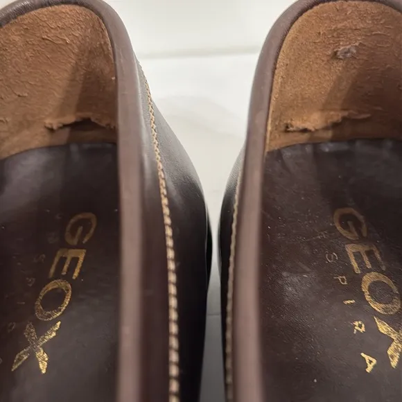 GEOX RESPIRA Driving Loafers Mens Size 9.5 Brown Leather Slip On Adult EU 42.5