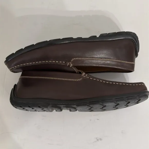 GEOX RESPIRA Driving Loafers Mens Size 9.5 Brown Leather Slip On Adult EU 42.5