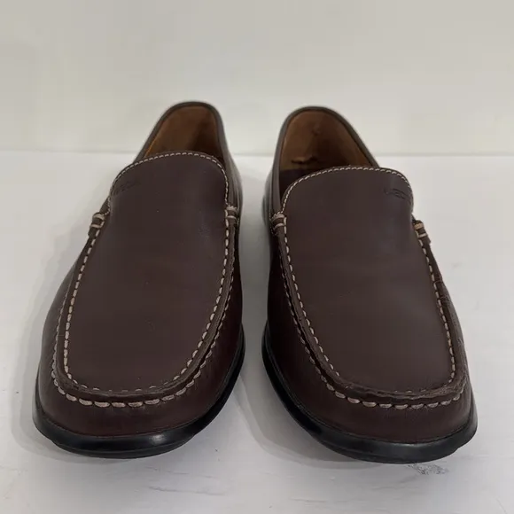 GEOX RESPIRA Driving Loafers Mens Size 9.5 Brown Leather Slip On Adult EU 42.5