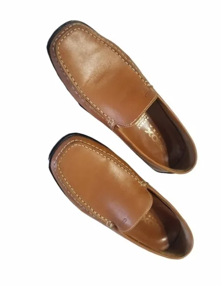 Geox Respira Mens Driving Loafers Brown Leather Moc Toe Size 41.5 / US 7.5