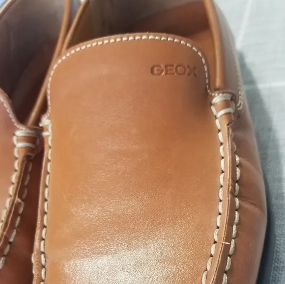 Geox Respira Mens Driving Loafers Brown Leather Moc Toe Size 41.5 / US 7.5