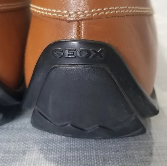 Geox Respira Mens Driving Loafers Brown Leather Moc Toe Size 41.5 / US 7.5