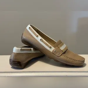 Geox Respira size 37.5 Beige Glove Leather Driving Mocs Loafers Shoes us size 7