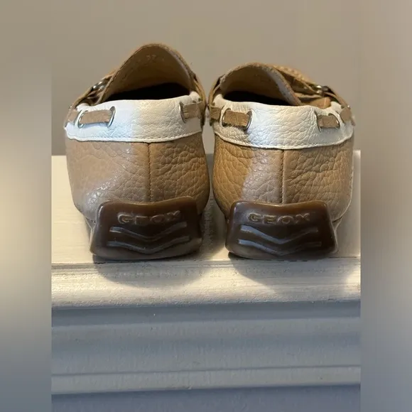 Geox Respira size 37.5 Beige Glove Leather Driving Mocs Loafers Shoes us size 7
