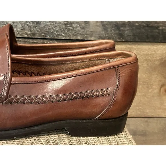 G.H. Bass &amp; Co. Bellagio Woven Brown Leather Tassel Slip-On Loafers Mens 10 M