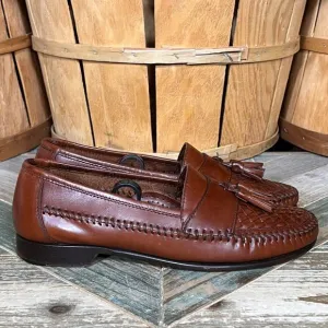 G.H. Bass &amp; Co. Woven Brown Leather Tassel Slip-On Loafers Mens Size 8.5