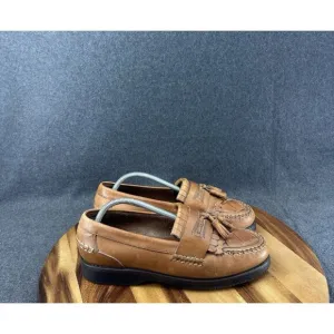 Gh Bass Mens Tan Leather Tassel Woven Brighton Loafers Size 10.5