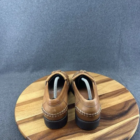 Gh Bass Mens Tan Leather Tassel Woven Brighton Loafers Size 10.5