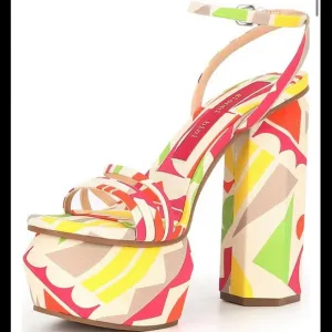 Gianni Bini Parrish Geo Print Strappy Platform Sandals