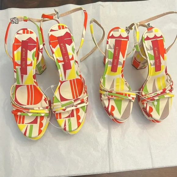 Gianni Bini Parrish Geo Print Strappy Platform Sandals