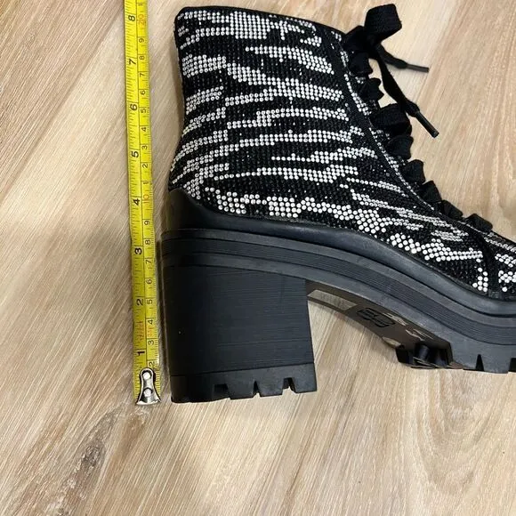 GIANNI BINI Bright Side Zebra Rhinestone Ankle Boots Size 6.5