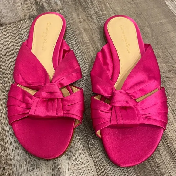 Gianvito Rossi Blair Satin Flats in Fuchsia Pink 6.5