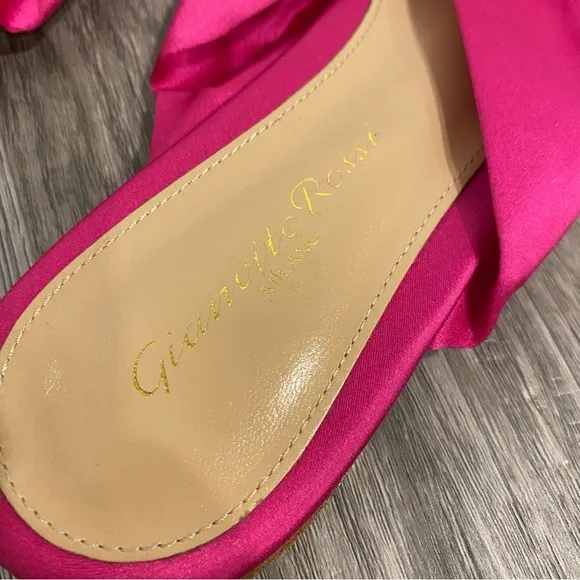Gianvito Rossi Blair Satin Flats in Fuchsia Pink 6.5