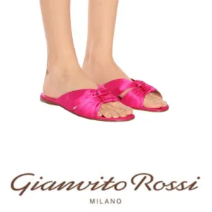 Gianvito Rossi Blair Satin Flats in Fuchsia Pink 6.5