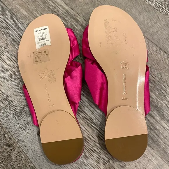Gianvito Rossi Blair Satin Flats in Fuchsia Pink 6.5