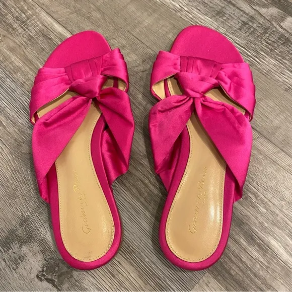 Gianvito Rossi Blair Satin Flats in Fuchsia Pink 6.5
