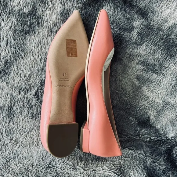 Giorgio Armani Asymmetrical Slip-On Leather Pointed Toe Ballet Flat Shoe Pink 36