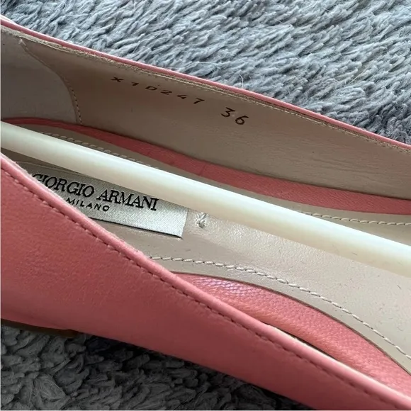 Giorgio Armani Asymmetrical Slip-On Leather Pointed Toe Ballet Flat Shoe Pink 36