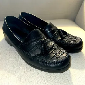 Giorgio Brutini Bartell Loafers Men's 10M Black Woven Leather Tassel Slip On