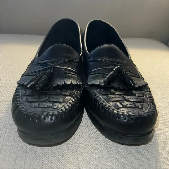 Giorgio Brutini Bartell Loafers Men's 10M Black Woven Leather Tassel Slip On