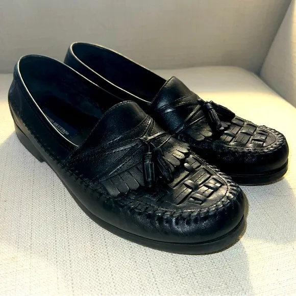Giorgio Brutini Bartell Loafers Men's 10M Black Woven Leather Tassel Slip On