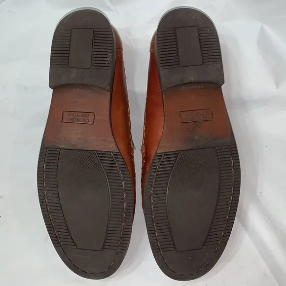 GIORGIO Brutini Chestnut Leather Loafers With Tassels and woven Toe Size 10.5M