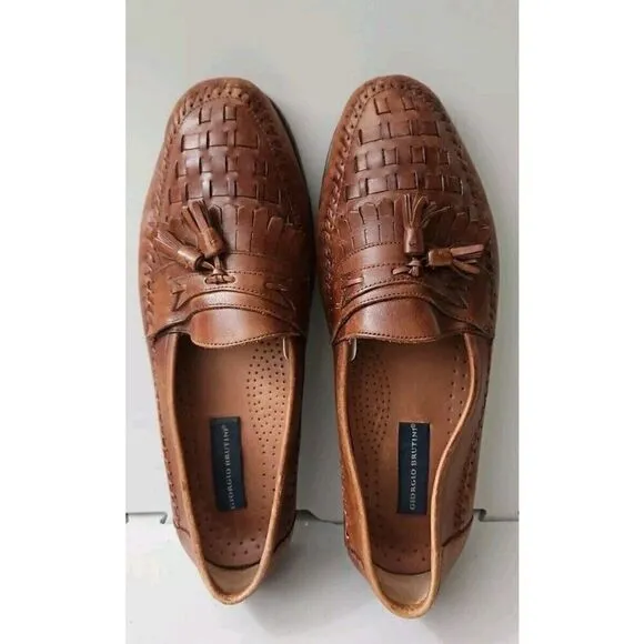 Giorgio Brutini Le Glove Loafers  Leather Woven Moc Toe Shoes Mens Size 12D