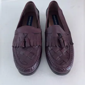 Giorgio Brutini Leather Brown Loafers with Woven Detail andd Tassel Size 9.5W