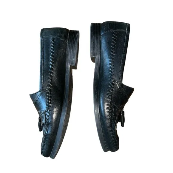 Giorgio Brutini Men’s Bartell Black Woven Leather Tassel Slip On Loafers Size 9W