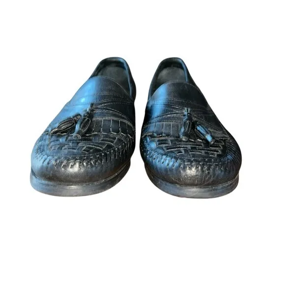 Giorgio Brutini Men’s Bartell Black Woven Leather Tassel Slip On Loafers Size 9W