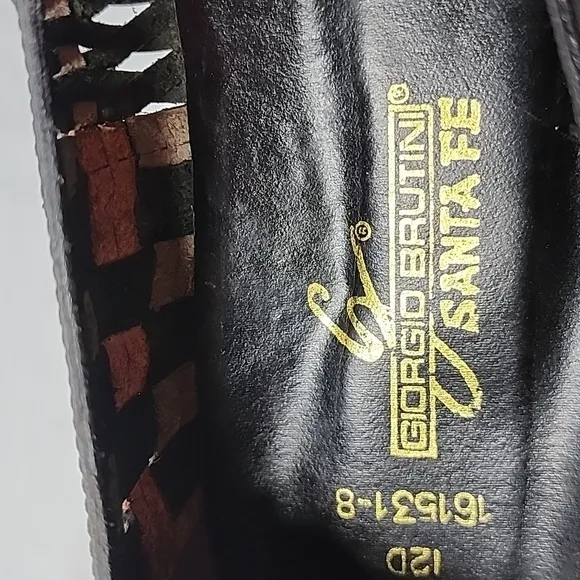 Giorgio Brutini Santa fe Collection black and  Brown Woven Leather Men Size 12D