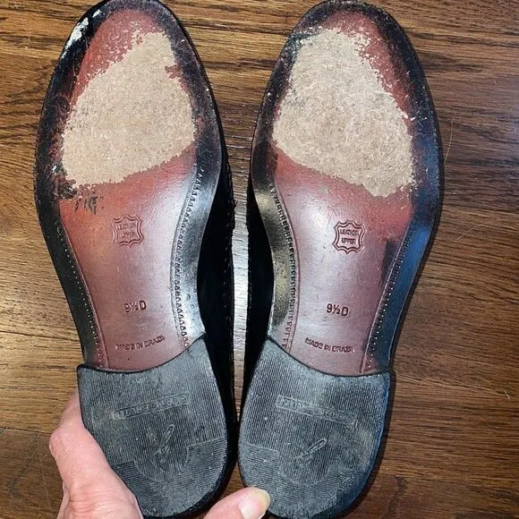 Giorgio Brutini black leather woven toe tassel slip on loafers