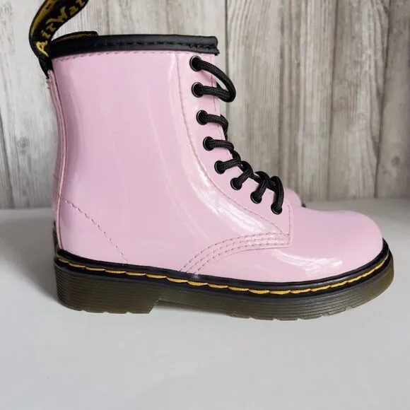 Girl's Grade School 1460 “Pale Pink” Patent Combat Boots Size 8
