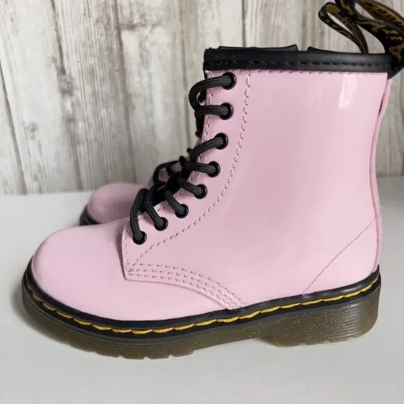 Girl's Grade School 1460 “Pale Pink” Patent Combat Boots Size 8