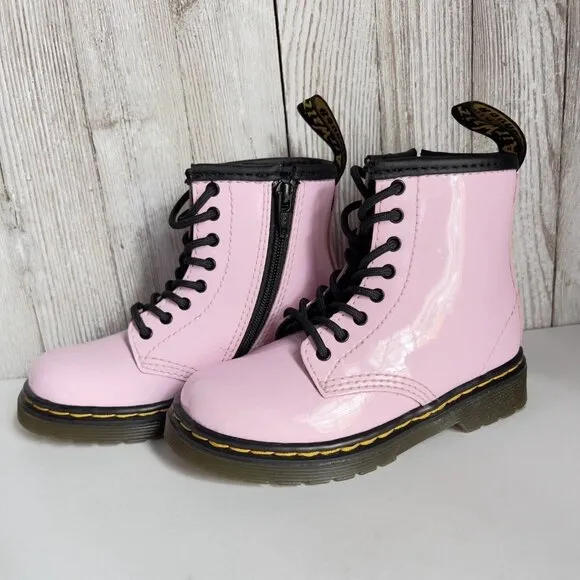 Girl's Grade School 1460 “Pale Pink” Patent Combat Boots Size 8