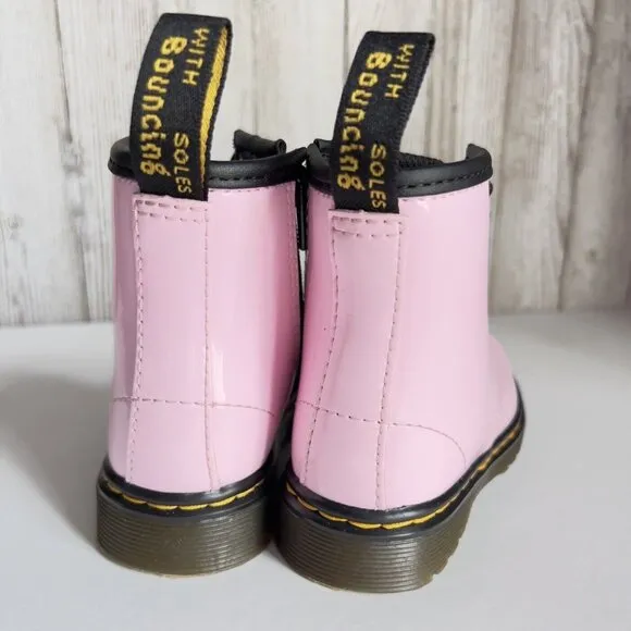 Girl's Grade School 1460 “Pale Pink” Patent Combat Boots Size 8