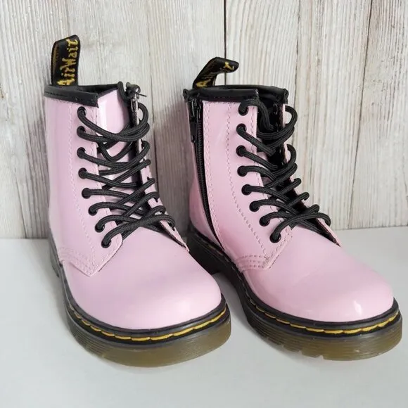 Girl's Grade School 1460 “Pale Pink” Patent Combat Boots Size 8
