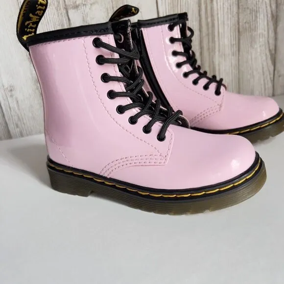 Girl's Grade School 1460 “Pale Pink” Patent Combat Boots Size 8