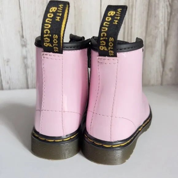 Girl's Grade School 1460 “Pale Pink” Patent Combat Boots Size 8