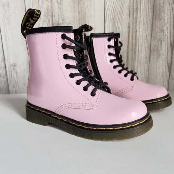 Girl's Grade School 1460 “Pale Pink” Patent Combat Boots Size 8