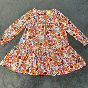 Girls Pretty Smock Dress in Multicolor Floral Print Rayon - Size 7/8