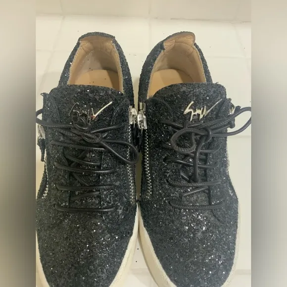 Giuseppe Women's Black Glitter Sneakers