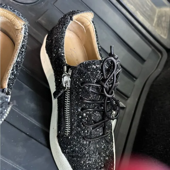 Giuseppe Women's Black Glitter Sneakers