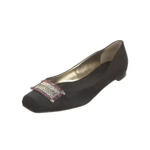 Giuseppe Zanotti Black Satin Rhinestone Studded Ballet Flat Loafer Size US 9.5