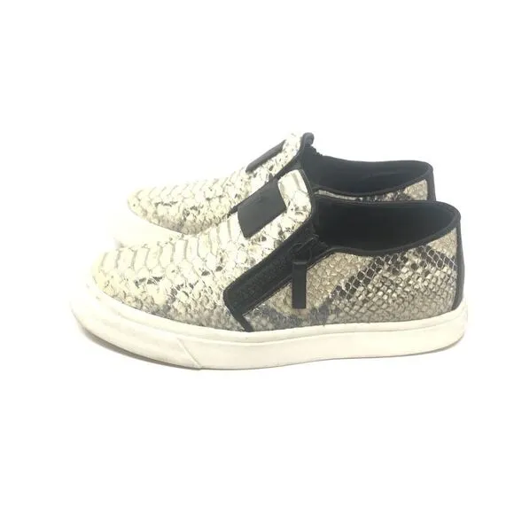 Giuseppe Zanotti Womens Snakeskin White Black Zip Up Low Top Sneakers Size 37 7