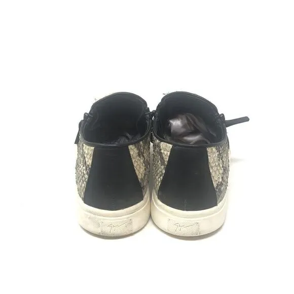 Giuseppe Zanotti Womens Snakeskin White Black Zip Up Low Top Sneakers Size 37 7